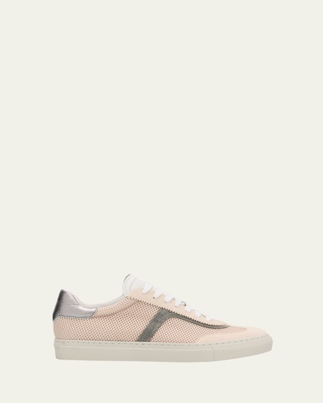 Mesh and Suede T-Toe Sneakers
